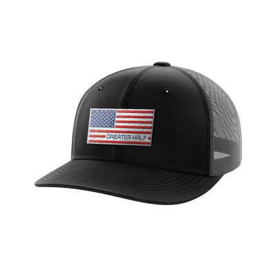 USA Flag Woven Patch Hat Hat Greater Half Black/Charcoal
